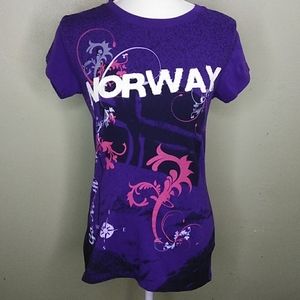Purple NORWAY Appliqued T-shirt - Jr. M - EUC
